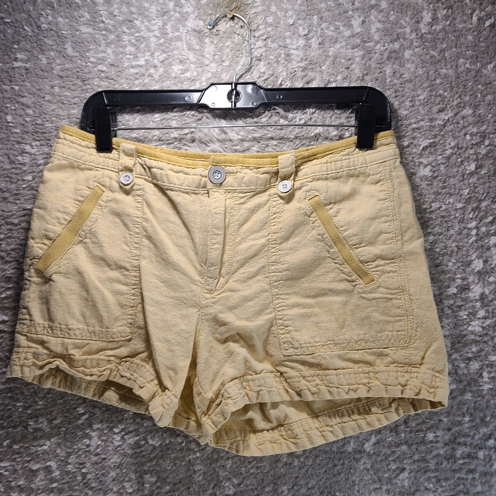 Anthropologie Pilcro And The Letterpress Linen Blend Shorts Women 10 Yellow Boho